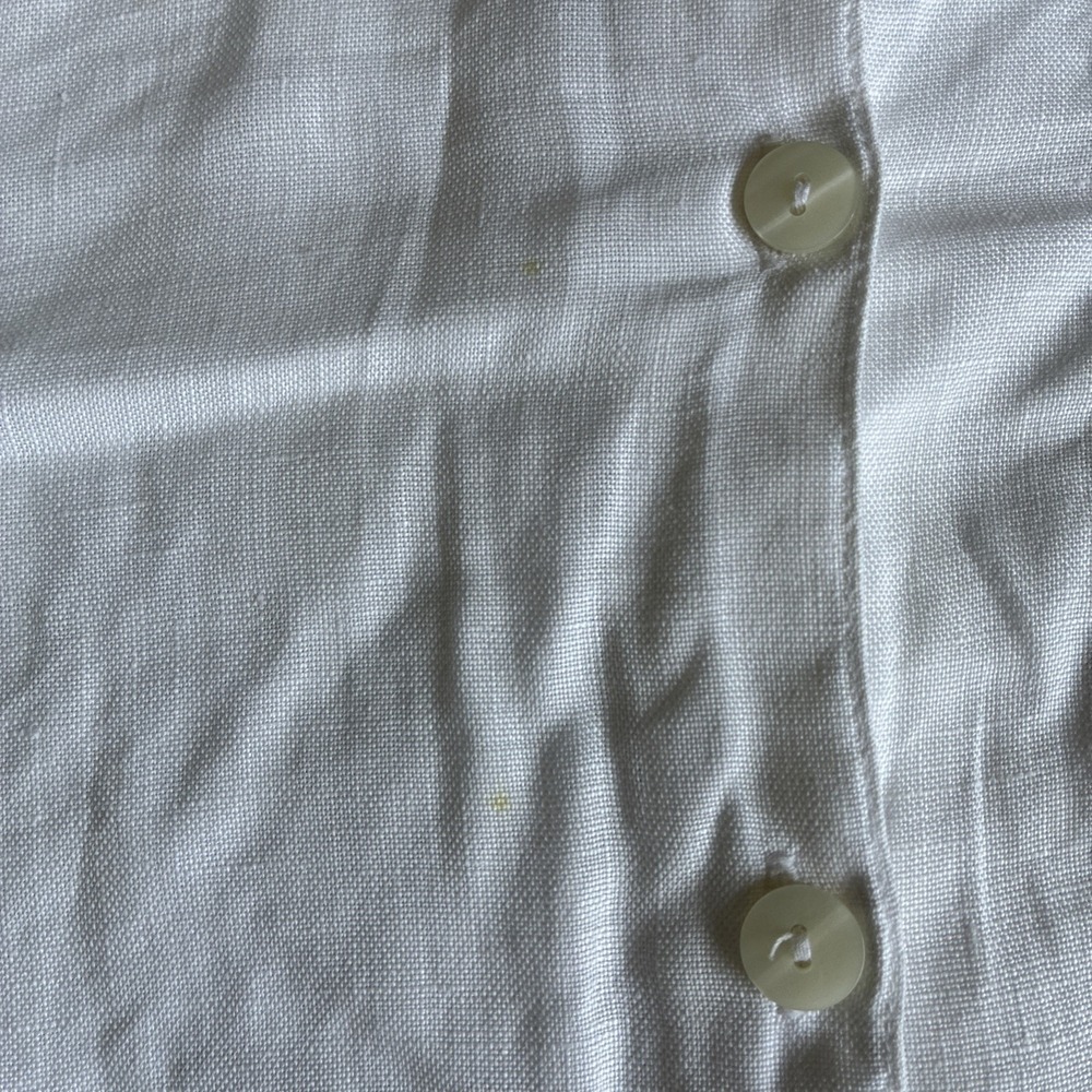VTG Liz Claiborne Lizsport White 100% Linen Button Up Long‎ Sleeve Blouse Size S - Picture 6 of 13